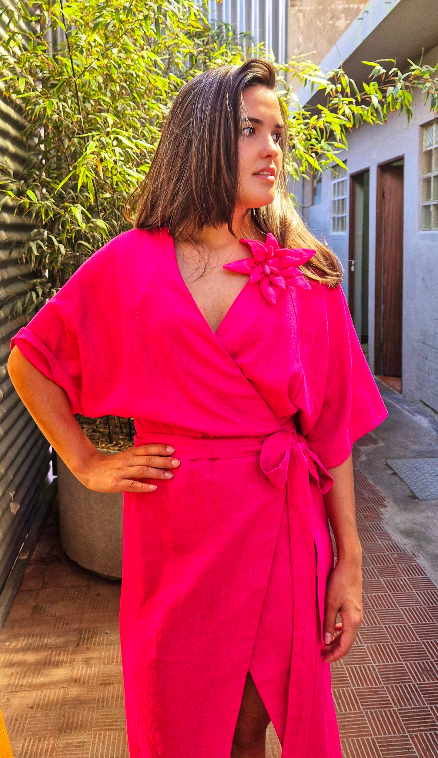 Vestido Kimono Fucsia