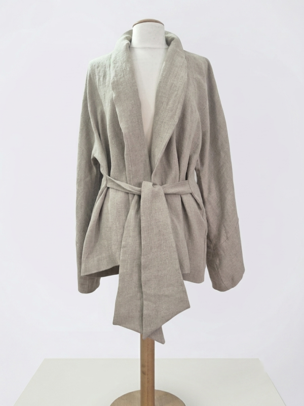 Kimono Linho Bege Pedra