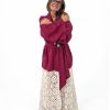 Kimono Linho Bordô